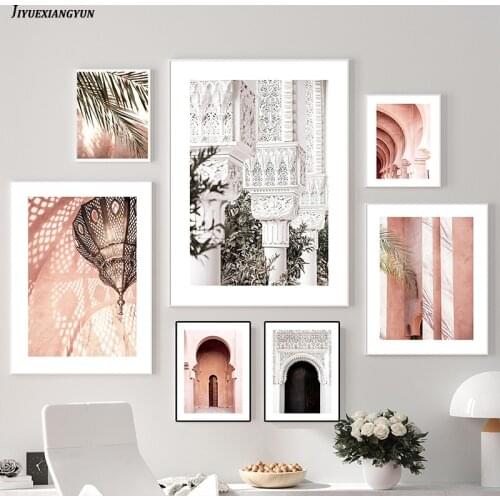 Morocco Arabic Door Architecture Canvas Painting Tourism Nordic Retro Poster Print Islamic Wall Art Picture Muslim Decor