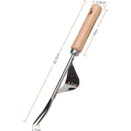 Wood Forked Hand Weeder Puller Patio Handle Garden Remove Weeds Shovel Garden Courtyard Trimming Tools Plant Cages & Support