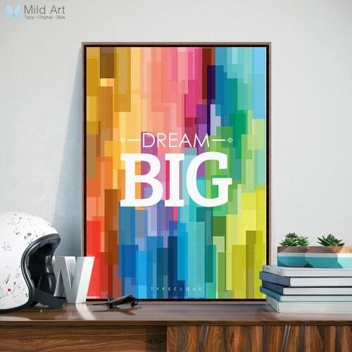 Modern Minimalist Colorful Dream Big Quotes A4 Art Print Poster Nursery Wall Picture Canvas Painting Living Room Decor No Frame