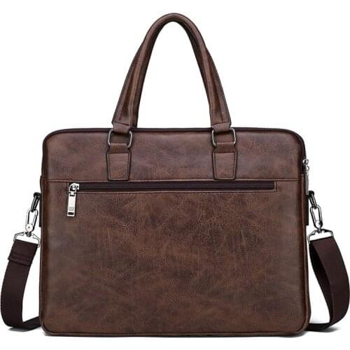 Business Style PU Leather 14 Inches Laptop Bag Fashion Casual Mens Handbag Bag Luxury Noble Stylish Male Single Shoulder Bag