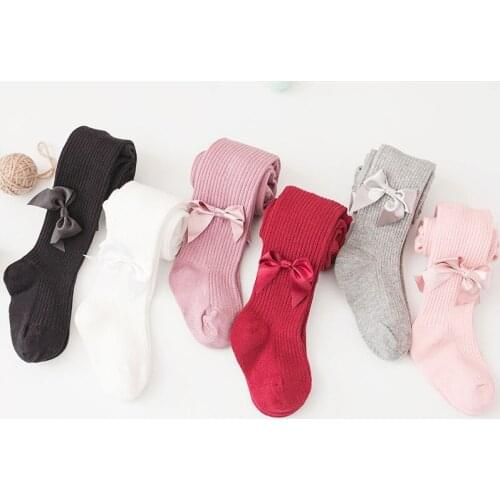 0-4Yrs Children Spring Autumn Winter Bowknot Tights Tights Cotton Baby Girls Pantyhose Kids Knitting Tights Toddler Tights