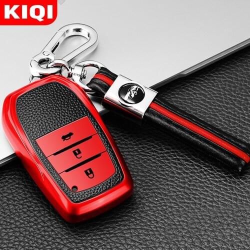 KIQI 3 Buttons Smart TPU Car Remote Key Cover Case Holder for Toyota Prius 2018 - 2021 Leather Keychain Key Chain Ring Parts
