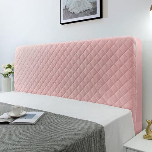 High Quality Soft Flannel Quilted Bedside Cover All-inclusive Velvet Lace Edge Headboard Cover Plush Bed Head Protector Cover