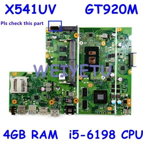 X541UV 4GB RAM GT920M i5-6198 CPU mainboard For ASUS X541UV X541U X541 laptop motherboard 90NB0CG0-R02100 tested OK