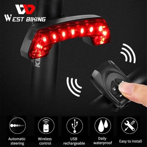 WEST BIKING Bike Tail Light Turn Signal Warning Cycling Rear Lights Smart Wireless Remote Control Horn Light MTB Bicycle Light