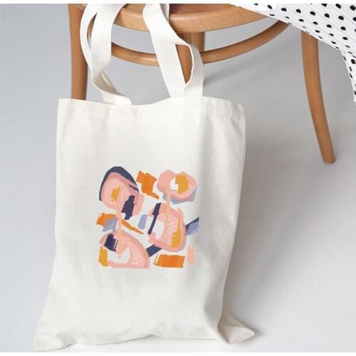 Art Aesthetic Women Handbag for Girls Canvas Bags Abstract Printing Shopping Bags Casual Cloth Shoulder Bag Ladies Shopper Bags