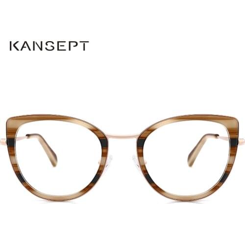 KANSEPT Women Eyeglasses Frame Fashion Optical Prescription Cat Eye glasses Frame for Women Myopia Eyewear HIgh Quality MS8121