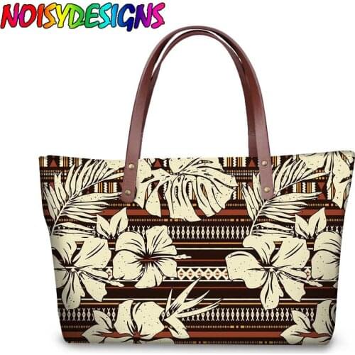NOISYDESIGNS Retro Hawaiian Hibiscus Flowers Patchwork Handbags Ladies Luxury Design Handbag for Females Shoulder Tote Bags