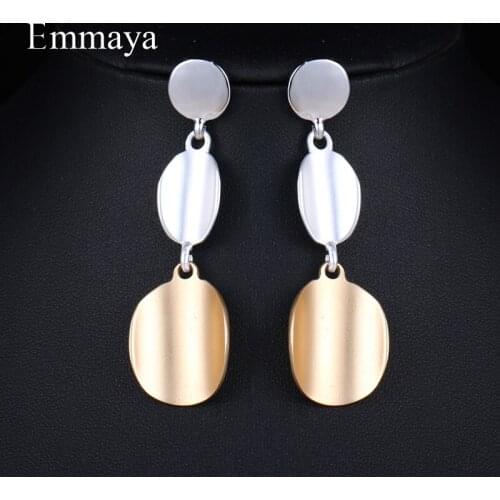 Emmaya Nobler Two Different Color Slice Earrings And 18Gold High Quality Long Studs Delicate For Female