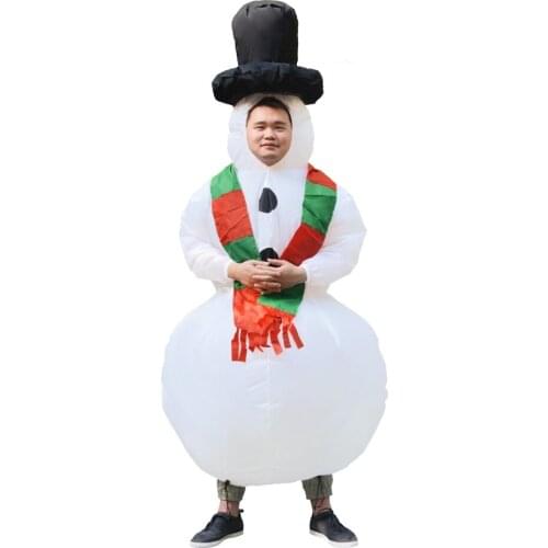 Women Men Inflatable Snowman Costume Party Carnival Cosplay Dress Blowup Suit for Adult Halloween Christmas Purim Mascot Garment