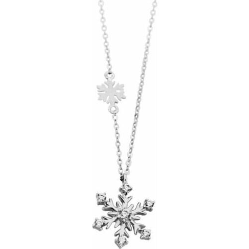 Trendy pendant necklaces for women,Perfect Snowflake Clear Zircon 925 silver necklace Christmas Chain,party Anniversary jewelry