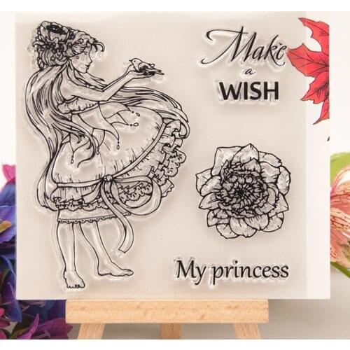 1pc Girl Flower Transparent Seal Clear Silicone Stamp Cutting DIY Scrapbooking Rubber Coloring Embossing Decor Reusable 10*10cm