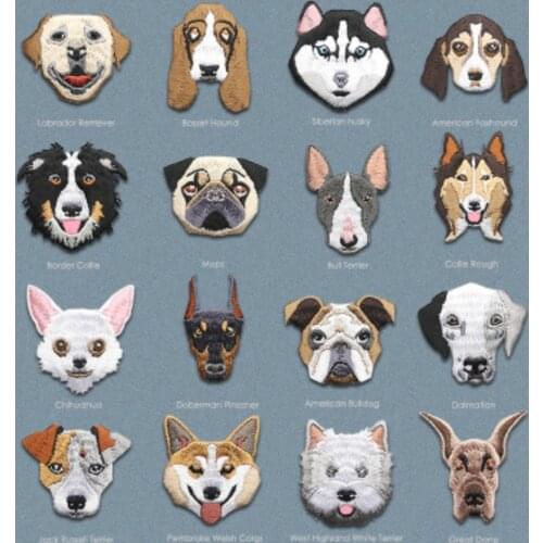 Ursmart 1PC beautiful labrador doberman mopshond dog embroidered patches for clothing on clothes iron on patch applique sticker