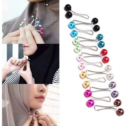 1PCS Pearl Scarf Brooch Pin Headscarf Shawl Scarf Lady Muslim Scarf Hijab Clips Pin Fixed Straps Anti Slip Brooch Color Random