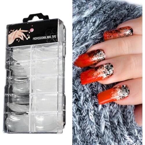 100Pcs/Box False Nails Sturdy Natural Full Cover Press On Nails Manicure Fake Extension Tips Ultra Thin Fake Nails Set