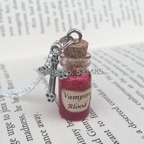 12pcs/lot Vampire Blood Bottle Necklace Pendant Decoration inspired by Supernatural