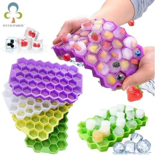 1PC Honeycomb Ice Cube Tray 37 Cubes Silicone Ice Cube Maker Mold With Lids For Ice Cream Party Whiskey Cocktail Cold Drink ZXH