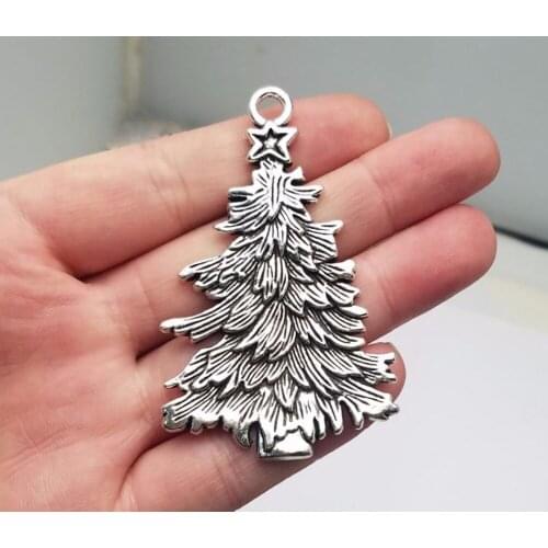 2pcs/lot--68x41mm, Antique silver plated Christmas tree charms,DIY supplies,Jewelry accessories