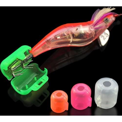 20PCS/Lot Plastic Squid Umbrella Hook Covers Wood Shrimp Fishing Lure Protector Accessories S M L XL