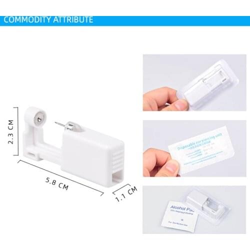 20pcs Disposable Sterilzed Birthstone Ear Unit Cartilage Helix Piercing Gun NO Pain Piercer Machine Kit Built-in Ear Stud