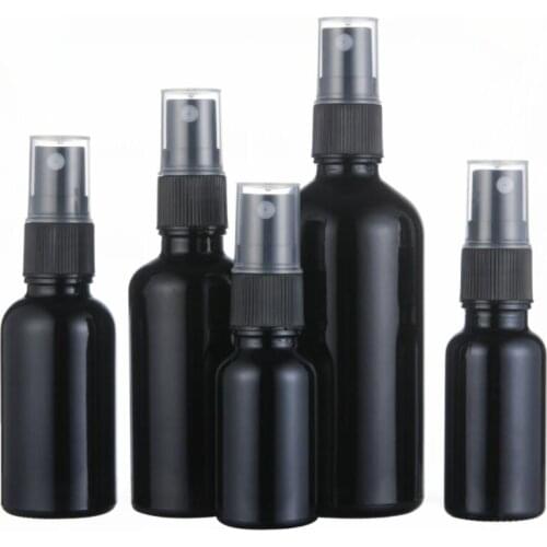 300pcs 5-100ml Black Refillable Essential Oil Liquid Sprayer Empty Atomizer Makeup Spray Bottle Perfume Glass Refillable Bottle