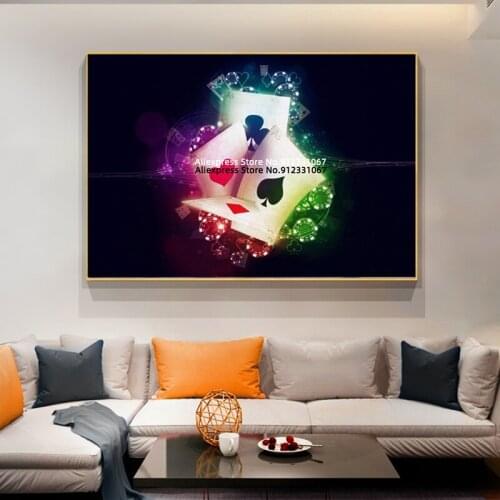 Abstract Art Colorgul Poker Patterned spades Pictures Canvas Paniting Poster Wall Art Home Bar Decor