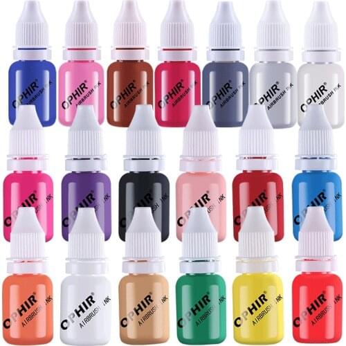 10ML Acrylic Paint Ink 12/19 Colors Airbrush Nail Inks Water Pigments Airbrush Nail For Spray Art Supplies