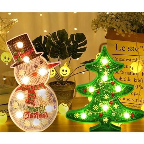 DIY Diamond Painting Christmas Series LED Lamp Handmade Gift For Kids Diamond embroidery Mosaic Snowman Home Decoration Gifts