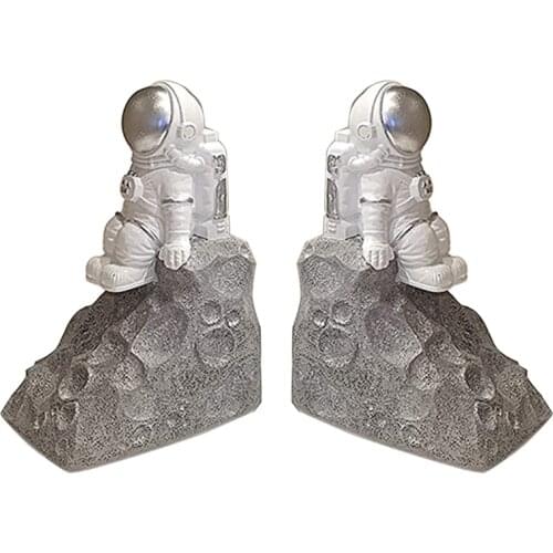 Astronaut Silver Decorative Bookend Book Holders Modern Bookends for Heavy Books Holder Gift for Men and Women Kids