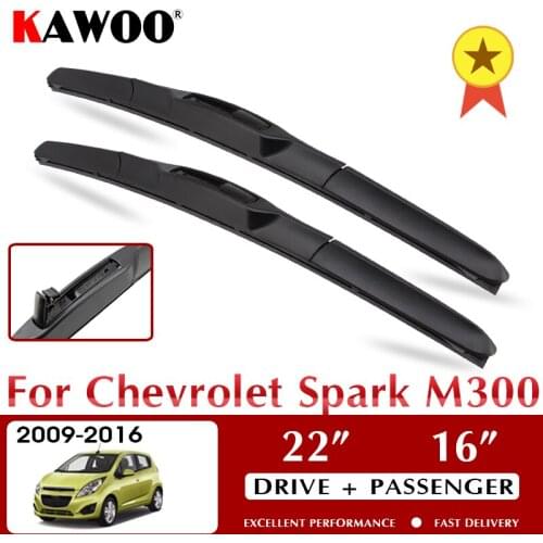 KAWOO Wiper Car Wiper Blades For Chevrolet Spark M300 2009-2016 Windshield Windscreen Front Window Accessories 22"+16" LHD RHD