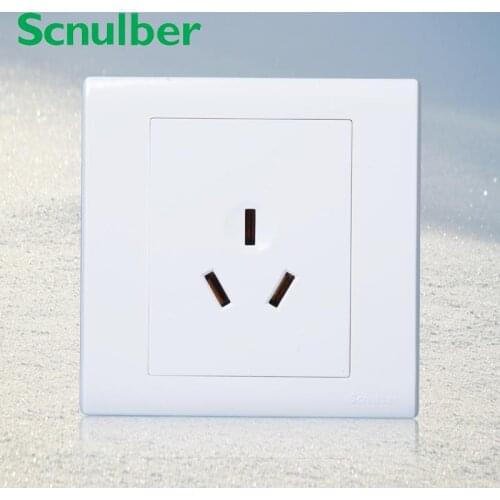 White single three 3 pins 3p 250v 10A wall switch socket outlet