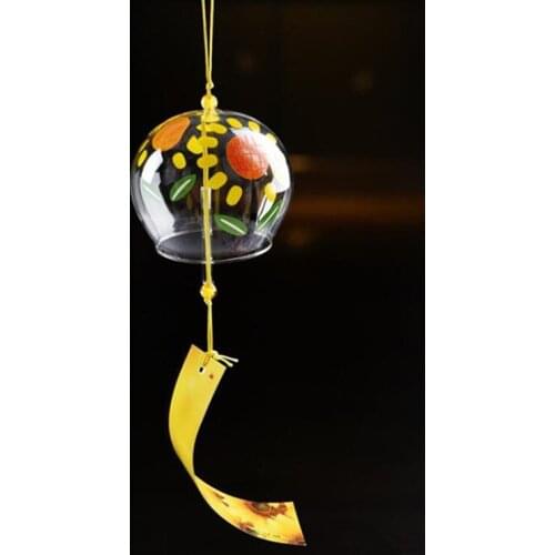 Free Shipping 2pcs/pack 7*8cm Different Style Hand Drawing Glass Windchime Friend Gift Hanging Bell Home Decorative