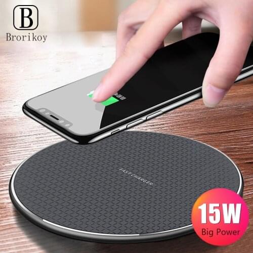 15W Qi Wireless Charger Fast Charging Pad for Samsung S20 S10 Note 20 10+ S9 iPhone 11 Pro Xs Max X 8 Metal Wireless Charge Dock
