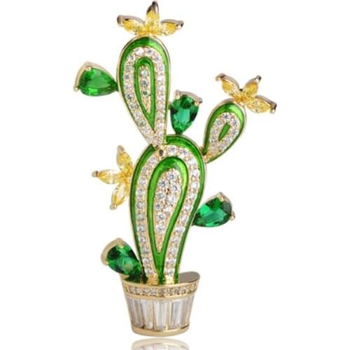 Zlxgirl copper Shape Plant Flower Brooches For Women Men Cubic Zircon Wedding Party Jewelry Hijab Pins Clothes Suit Accessories