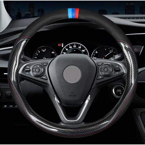 Carbon Fiber Leather Steering Wheel Cover For FIAT Bravo Linea Freemont Ottimo Viaggio 500 Punto Protection Accessories