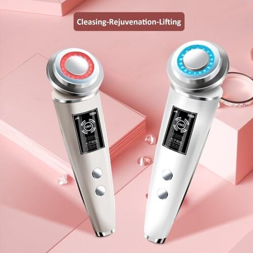 EMS Facial Massager LED Light Therapy Ultrasonic Vibration Wrinkle Hot Treatment Anti-Wrinkle Face Lift Tightening Beauty Device
