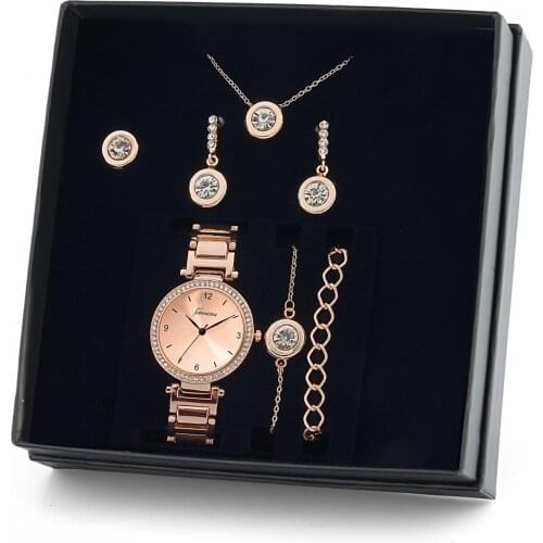 Forentina Rose Tektaş Kolye Küpe Bileklik Yüzük Küpe Saat Set PS1682