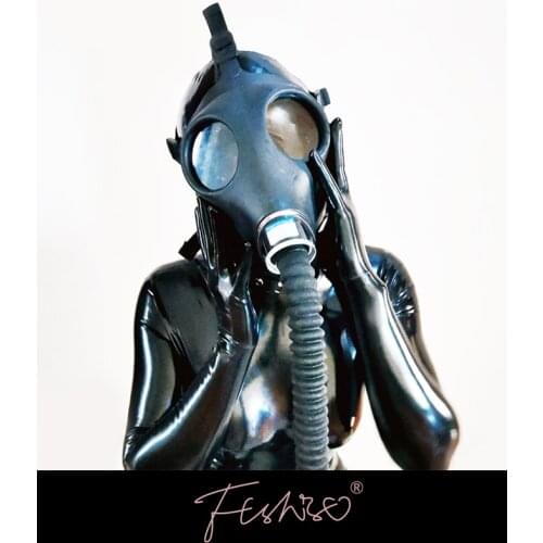Ftshist Half-Face Silica Gel Gas Mask Fetish Latex Breathing Bag Rubber Tube Accessory SM Conquer Choking Headgear Cosplay Wear