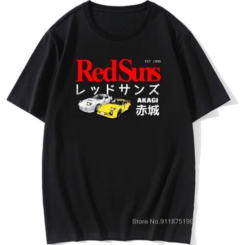 Mens Initial D T Shirts Initial D Akagi RedSuns T-Shirt 5x Tee Shirt 100% Cotton Streetwear Graphic Cute Men Tshirt