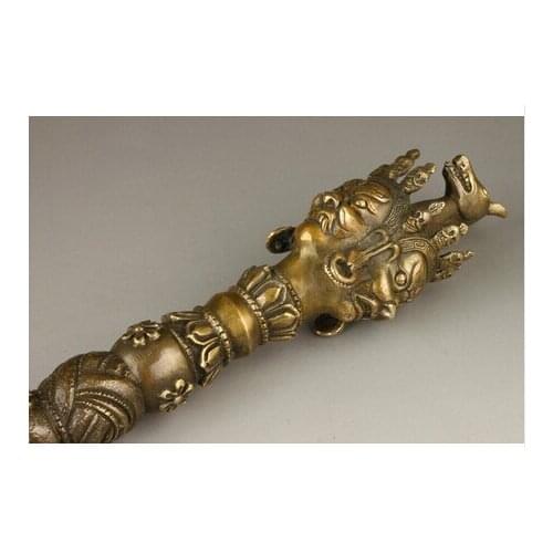 Chinese Vintage Handmade Collection Old Bronze Buddhist Spiritual Exorcism wedding Brass Fine Arts Crafts decoration