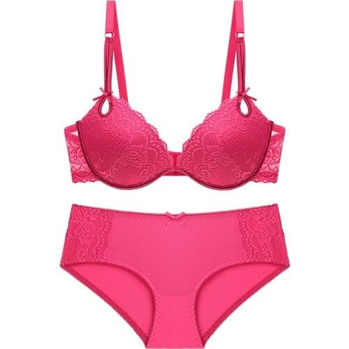 Lace Plus Size Bras Briefs Set Sexy Bra For Women Lingerie Set Push Up Brassiere B C Cup Underwire Bralette Winter Underwear
