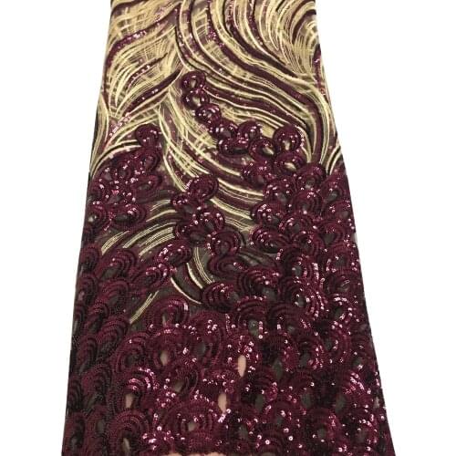 Pretty African Lace Fabric With Sequins Design Latest Lace Fabric 2020 High Quality Tulle Sequins Lace Fabric for wedding dress