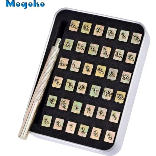 Mogoko A-Z Alphabet Leather Stamping Printing Punch Tools & 10 Numbers Metal Leather Stamp Leather Punching Tool Leather Craft