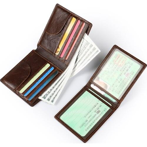 Ruil 2019 New Wallet Designer Retro Casual 100% Genuine Cow Oil Wax Leather Men Short Wallets Coin Dollar Male Purse Card Holder