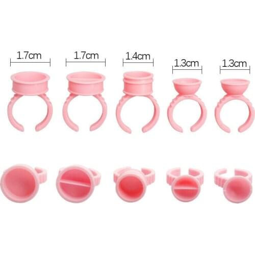 100x Disposable Pink False Eyelash Glue Ring Adhesive Tattoo Pigment Ink Holder Divider/Undivider Permanent Makeup Cups