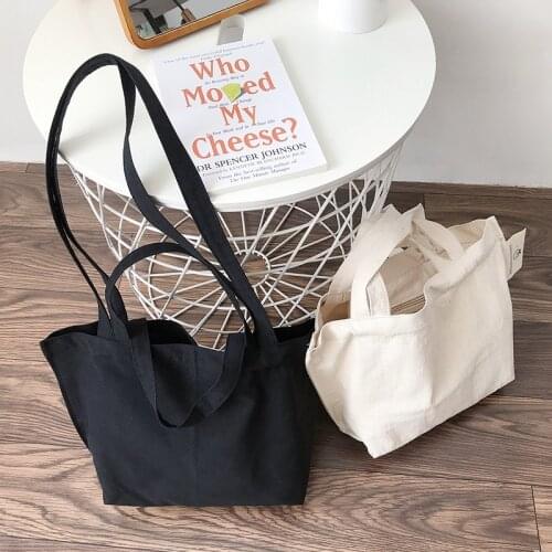 Pure color canvas bag shoulder art bags shopping handbag simple fashion messenger bags Large-capacity totes