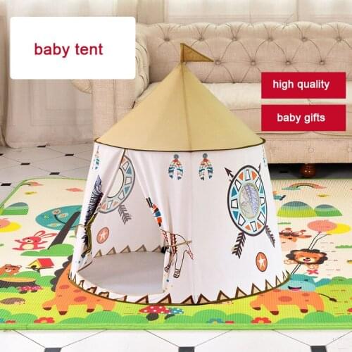 123*116cm Kids Tent House Portable Princess Castle Present Hang Flag Children Teepee Tent Play Tent Birthday Christmas Gift