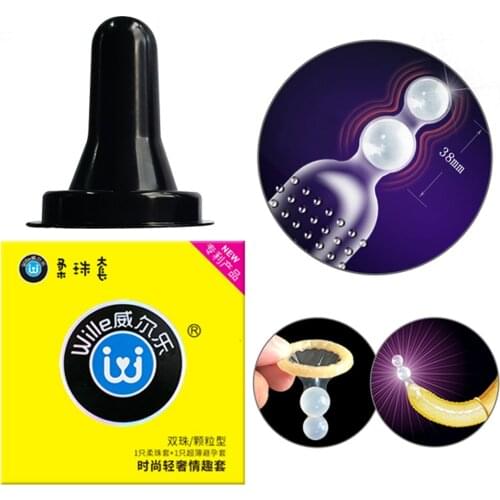 Big Beaded Double Ball Female G Spot Stimulation Penis Sleeves Extension Natural Latex Condoms For Men Contraception