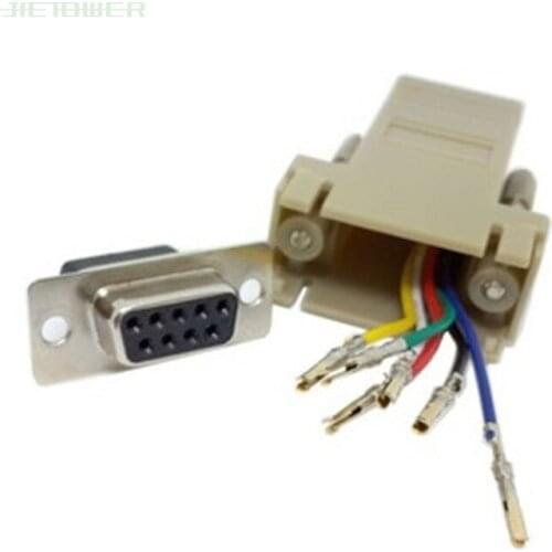 RJ45 Female to DB9 RS232 Male com port Modular Adapter EXTENDER New for DIY 50pcs/lot