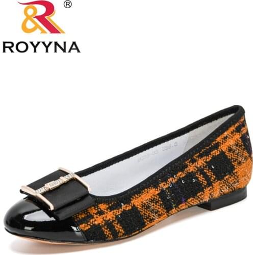 ROYYNA New Designers Handmade Casual Womens Patent Geniune Leather Flats Shoes Ladies Flat Shoes Feminomo Office Work Footwear